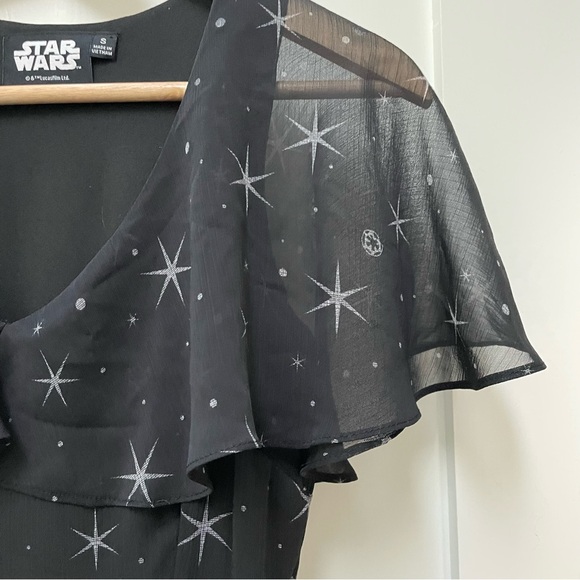Star Wars Women's Black Imperial Galactic Empire Chiffon Dress Size Small Stars - Picture 12 of 12